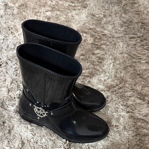 Michael Kors Black Patent Boots with Silver Logo